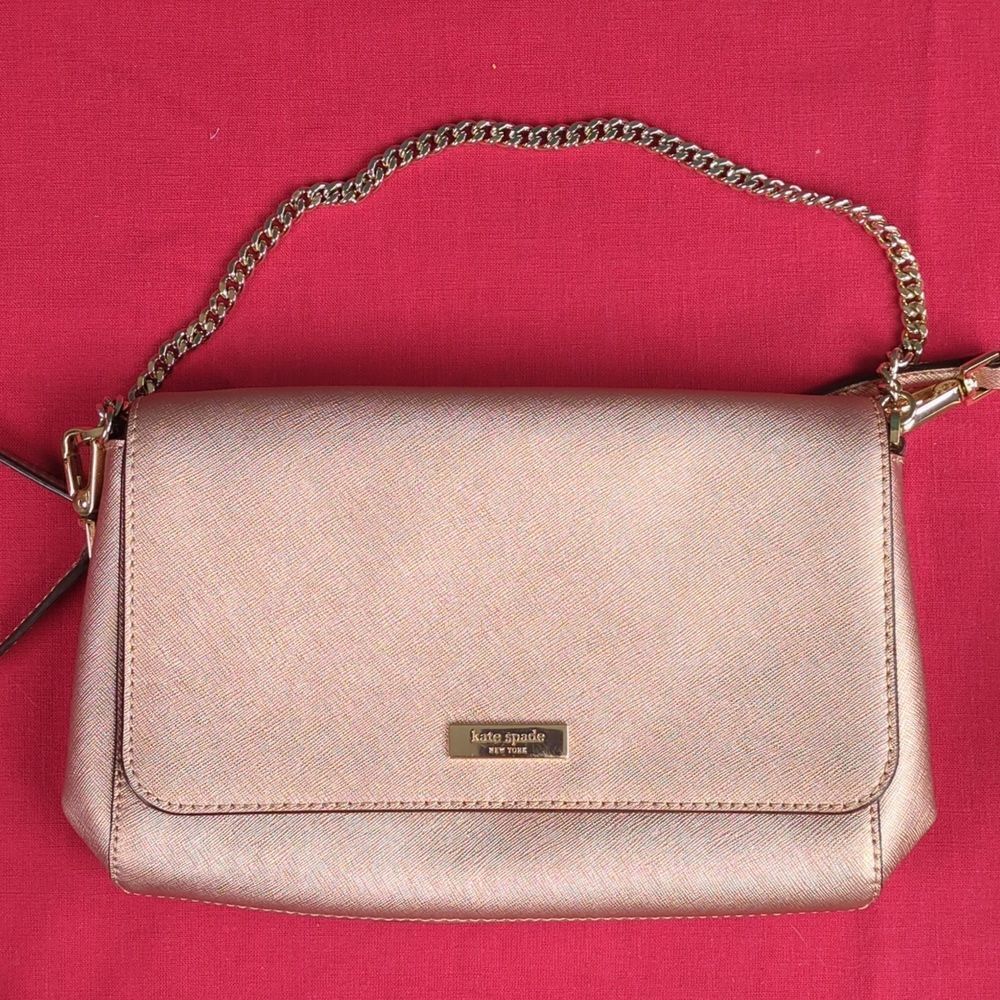 Kate Spade Greer Laurel Way Crossbody Bag Rose Gold Saffiano Leather - Picture 4 of 15
